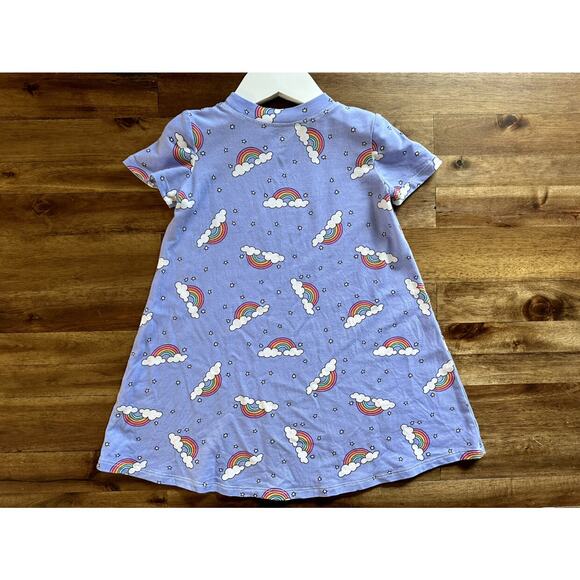 Lovey & Grink Purple Rainbows Clouds Stars Short Sleeve Knit Lounge Gown 2/3 - Picture 6 of 7